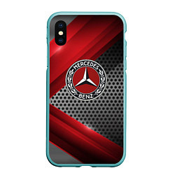 Чехол iPhone XS Max матовый Mercedes benz текстура метал