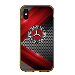 Чехол iPhone XS Max матовый Mercedes benz текстура метал