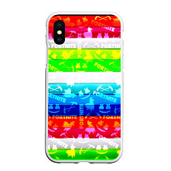 Чехол iPhone XS Max матовый Fortnite color line