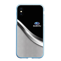 Чехол iPhone XS Max матовый Subaru metal steel, цвет: 3D-голубой