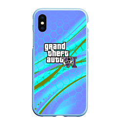 Чехол iPhone XS Max матовый GTA 6 неоновые соты геометрия, цвет: 3D-голубой