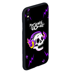 Чехол iPhone XS Max матовый My Chemical Romance неоновый череп, цвет: 3D-черный — фото 2