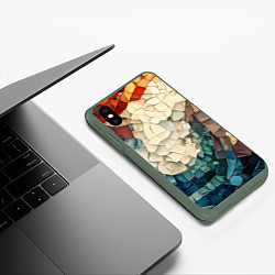 Чехол iPhone XS Max матовый Мозаика в виде плитки, цвет: 3D-темно-зеленый — фото 2