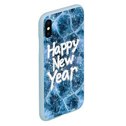 Чехол iPhone XS Max матовый Happy New year with snow on ice, цвет: 3D-голубой — фото 2