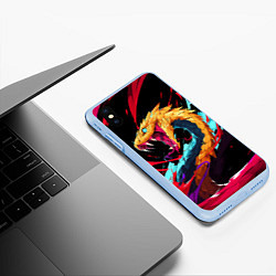 Чехол iPhone XS Max матовый Злая желтая змея, цвет: 3D-голубой — фото 2