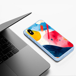 Чехол iPhone XS Max матовый Абстрактные мазки красок, цвет: 3D-голубой — фото 2