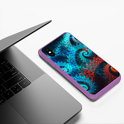 Чехол iPhone XS Max матовый Оптическая абстракция узор, цвет: 3D-фиолетовый — фото 2