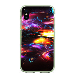 Чехол iPhone XS Max матовый Неоновая абстракция краски, цвет: 3D-салатовый