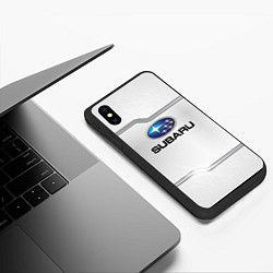 Чехол iPhone XS Max матовый Subaru auto steel metal, цвет: 3D-черный — фото 2