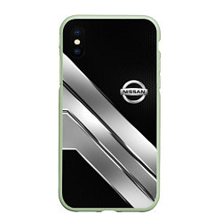 Чехол iPhone XS Max матовый Nissan metal steel auto, цвет: 3D-салатовый