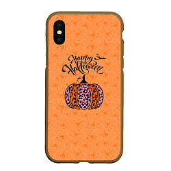 Чехол iPhone XS Max матовый Halloween - тыква леопардовая