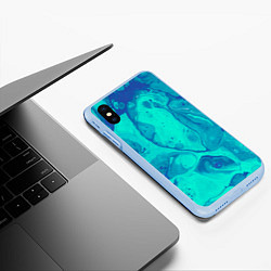 Чехол iPhone XS Max матовый Эффект размытых красок, цвет: 3D-голубой — фото 2