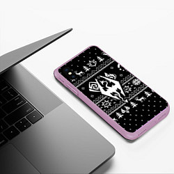 Чехол iPhone XS Max матовый The Elder Scrolls game pattern, цвет: 3D-сиреневый — фото 2