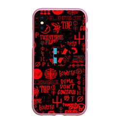 Чехол iPhone XS Max матовый Twenty one pilots pattern rock steel, цвет: 3D-розовый