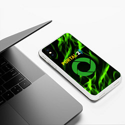 Чехол iPhone XS Max матовый Portal green flame, цвет: 3D-белый — фото 2