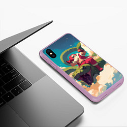 Чехол iPhone XS Max матовый Дед Мороз сидит на змее, цвет: 3D-сиреневый — фото 2