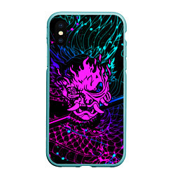 Чехол iPhone XS Max матовый Cyberpunk 2077 dragon neon