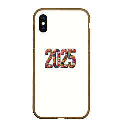 Чехол iPhone XS Max матовый Цифры 2025 из разноцветных цветов