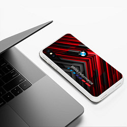 Чехол iPhone XS Max матовый BMW geometry stripes red, цвет: 3D-белый — фото 2