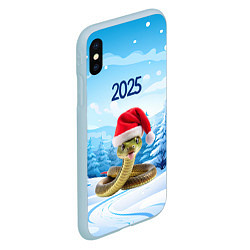 Чехол iPhone XS Max матовый Змейка в новогодней шапке 2025, цвет: 3D-голубой — фото 2