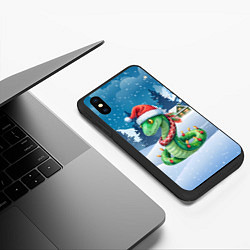 Чехол iPhone XS Max матовый Новогодняя змейка в гирлянде, цвет: 3D-черный — фото 2