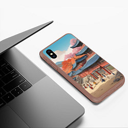 Чехол iPhone XS Max матовый Чосон иллюстрация, цвет: 3D-коричневый — фото 2