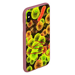 Чехол iPhone XS Max матовый Вирусы текстура, цвет: 3D-малиновый — фото 2