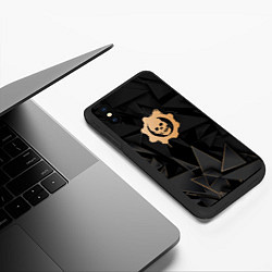 Чехол iPhone XS Max матовый Gears of War golden poly, цвет: 3D-черный — фото 2