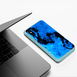 Чехол iPhone XS Max матовый Столкновение синего огня, цвет: 3D-мятный — фото 2