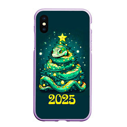 Чехол iPhone XS Max матовый Змея ёлка 2025