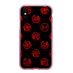 Чехол iPhone XS Max матовый Twenty one pilots rose pattern