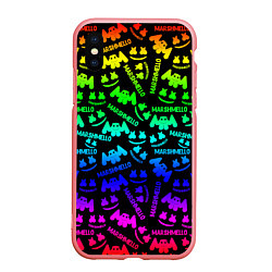 Чехол iPhone XS Max матовый Marshmello neon steel pattern