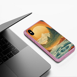 Чехол iPhone XS Max матовый В теплых горах на закате, цвет: 3D-розовый — фото 2