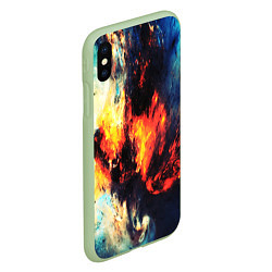 Чехол iPhone XS Max матовый Абстрактный космос текстура, цвет: 3D-салатовый — фото 2