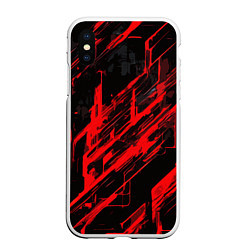 Чехол iPhone XS Max матовый Red stripes on a black background