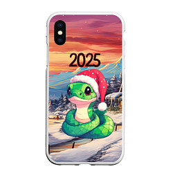 Чехол iPhone XS Max матовый 2025 новогодняя змейка