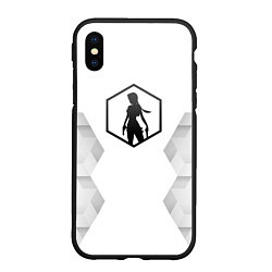 Чехол iPhone XS Max матовый Tomb Raider white poly, цвет: 3D-черный