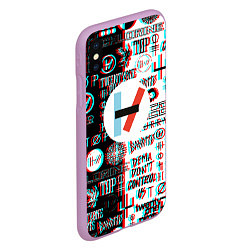 Чехол iPhone XS Max матовый Twenty one pilots glitch pattern, цвет: 3D-сиреневый — фото 2