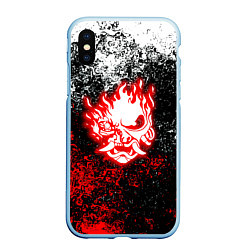 Чехол iPhone XS Max матовый Cyberpunk брызги красок