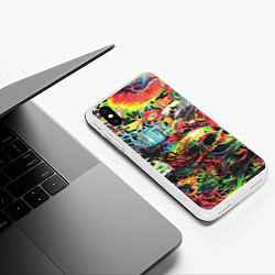 Чехол iPhone XS Max матовый Кислотные рисунки психоделика, цвет: 3D-белый — фото 2