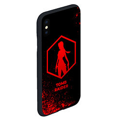 Чехол iPhone XS Max матовый Tomb Raider - red gradient, цвет: 3D-черный — фото 2