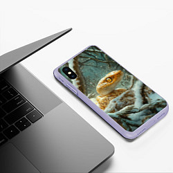 Чехол iPhone XS Max матовый Золотистая змея в зимнем лесу, цвет: 3D-светло-сиреневый — фото 2