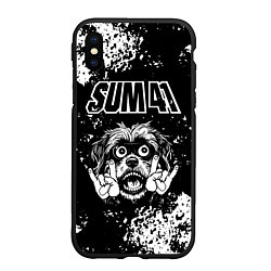 Чехол iPhone XS Max матовый Sum41 рок пес, цвет: 3D-черный