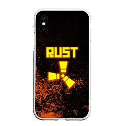 Чехол iPhone XS Max матовый RUST брызги красок лого