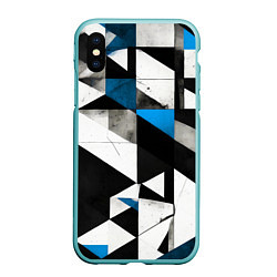 Чехол iPhone XS Max матовый Black and blue abstraction on a white background