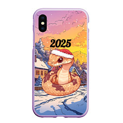 Чехол iPhone XS Max матовый Новогодняя змейка 2025