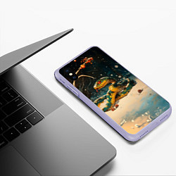 Чехол iPhone XS Max матовый Зеленая змея в ночном лесу, цвет: 3D-светло-сиреневый — фото 2