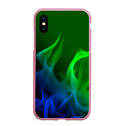 Чехол iPhone XS Max матовый Столкновение огней синий и зелёный