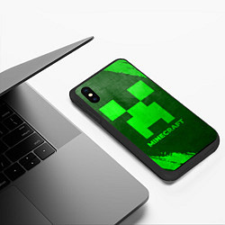 Чехол iPhone XS Max матовый Minecraft - green gradient, цвет: 3D-черный — фото 2