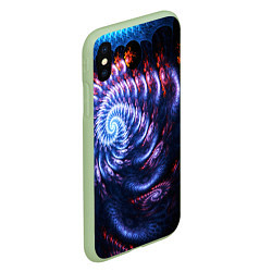 Чехол iPhone XS Max матовый Оптический фрактальный узор текстура, цвет: 3D-салатовый — фото 2